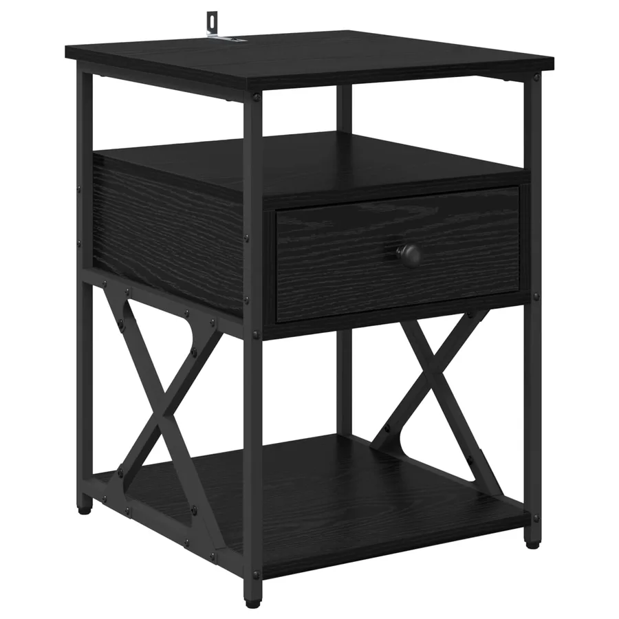 Cabinet de chevet avec tiroir 2 pcs Chêne noir 40 x 42 x 55 cm - 6