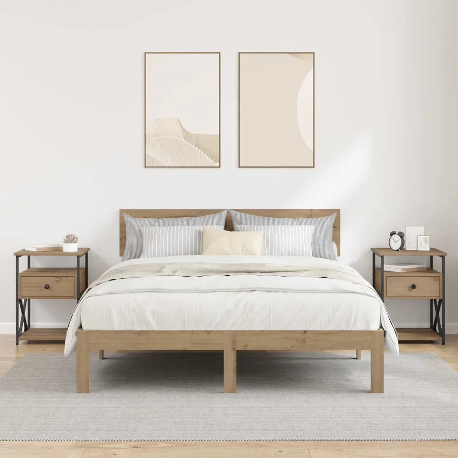 Cabinet de chevet 2 pc Chêne artisanal 40 x 42 x 55 cm - 4