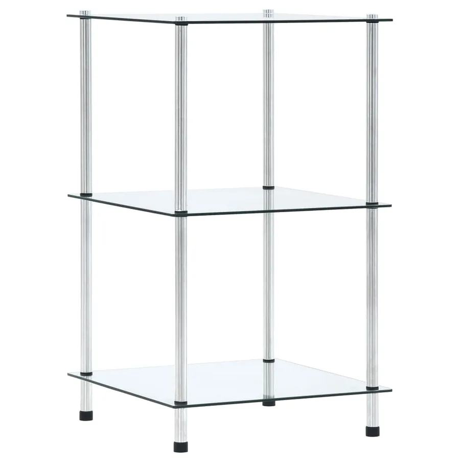 Étagère 3 niveaux Transparent 40x40x67 cm Verre trempé