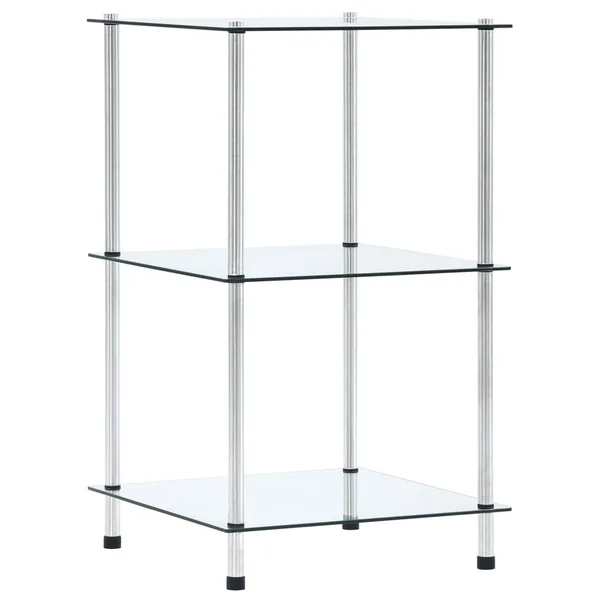 Étagère 3 niveaux Transparent 40x40x67 cm Verre trempé