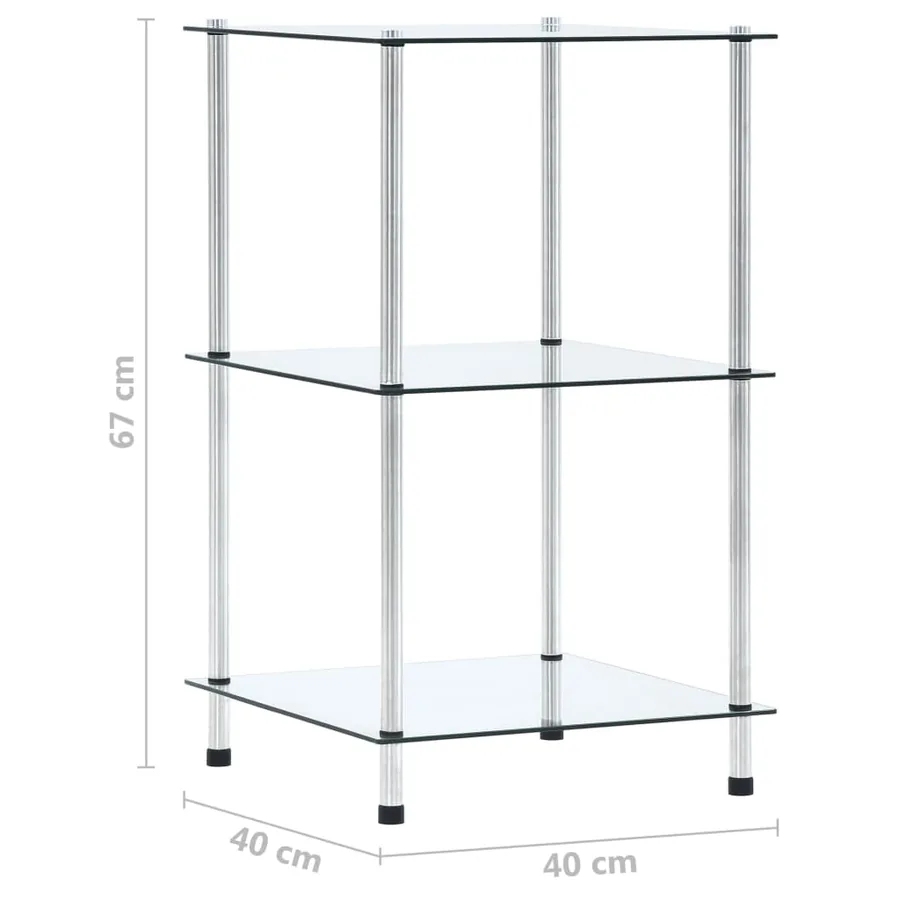 Étagère 3 niveaux Transparent 40x40x67 cm Verre trempé - 5
