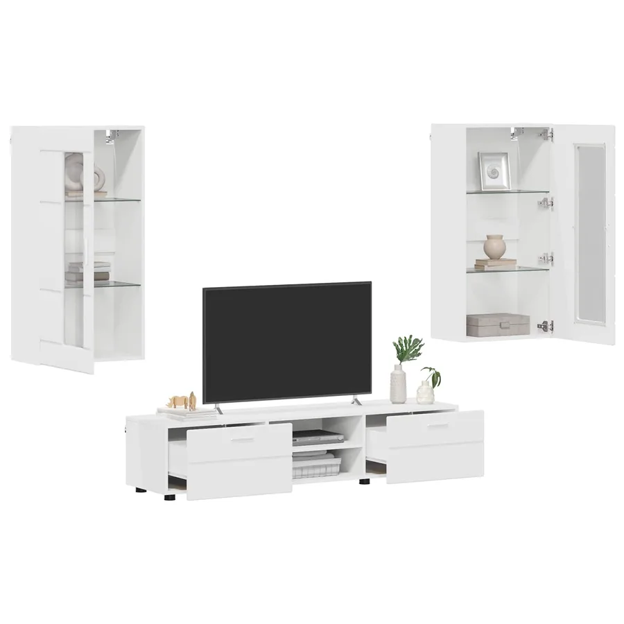 Ensemble meuble TV FLORIN 3 pcs Blanc Bois d'ingénierie - 3