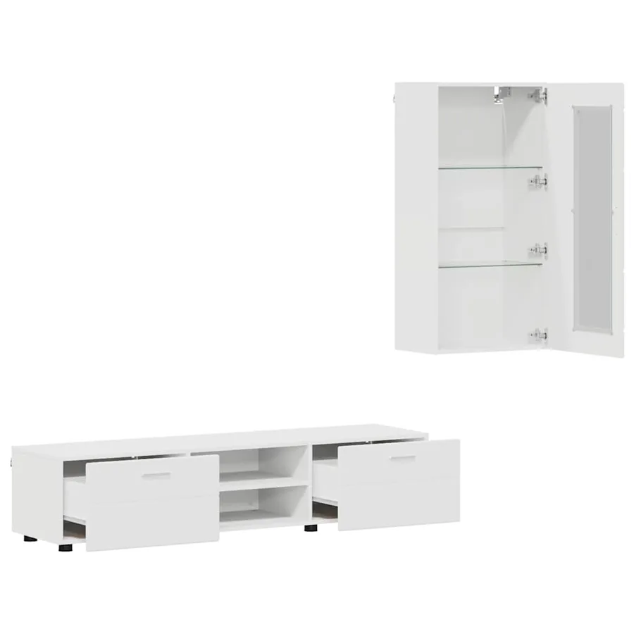 Ensemble meuble TV FLORIN 3 pcs Blanc Bois d'ingénierie - 5
