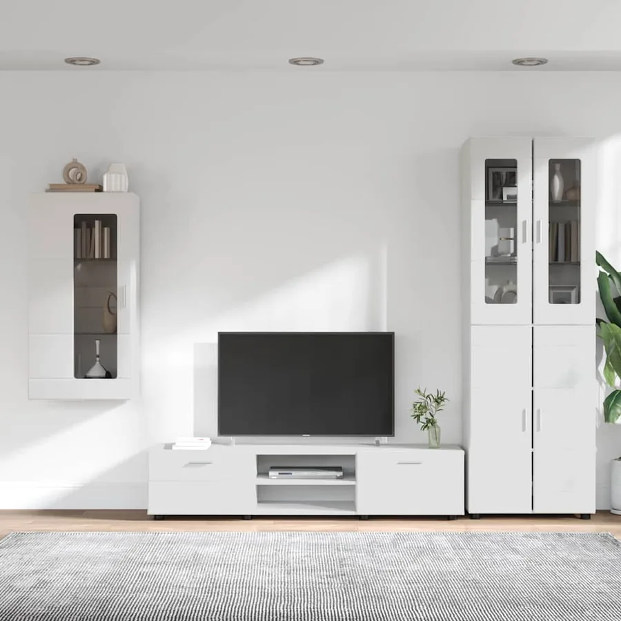 Ensemble meuble TV FLORIN 3 pcs Blanc Bois d'ingénierie - 4
