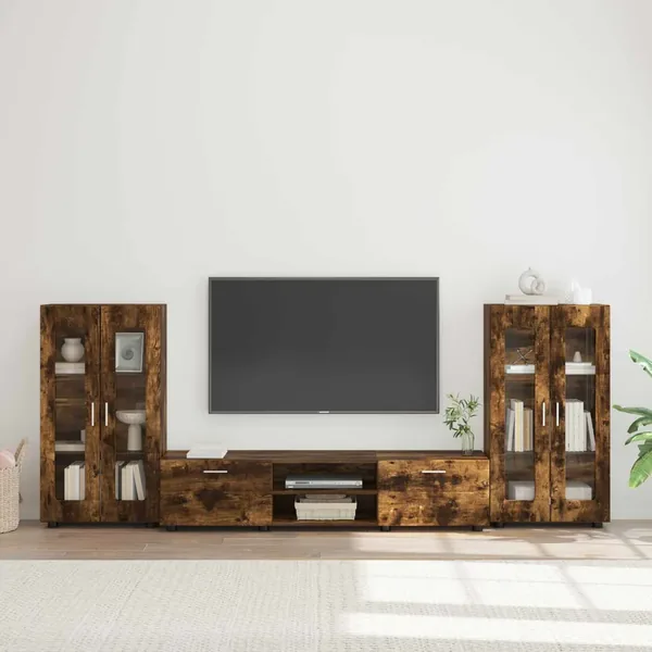 Ensemble meuble TV FLORIN 3 pcs Chêne fumé Bois d'ingénierie