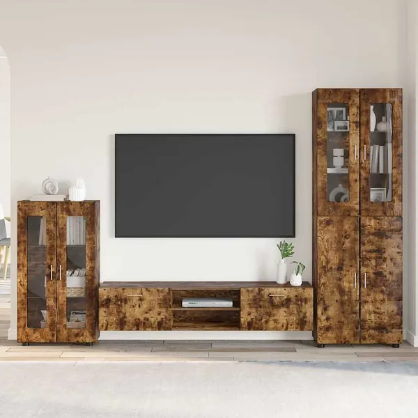 Ensemble meuble TV FLORIN 3 pcs Chêne fumé Bois d'ingénierie