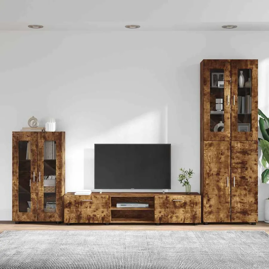 Ensemble meuble TV FLORIN 3 pcs Chêne fumé Bois d'ingénierie - 4