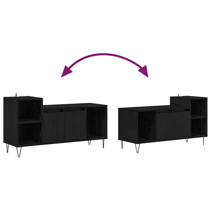Meuble TV Chêne noir 100 x 35 x 55 cm Bois d'ingénierie - 10