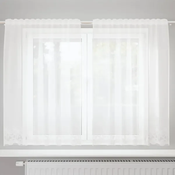 Rideau en Dentelle Floral Blanc 140 x 150 cm Polyester