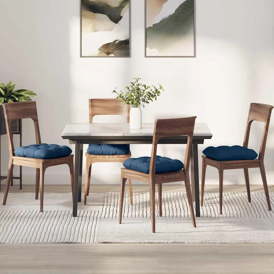 Coussins de siège 4 pcs Bleu 40 x 40 x 12 cm tissu
