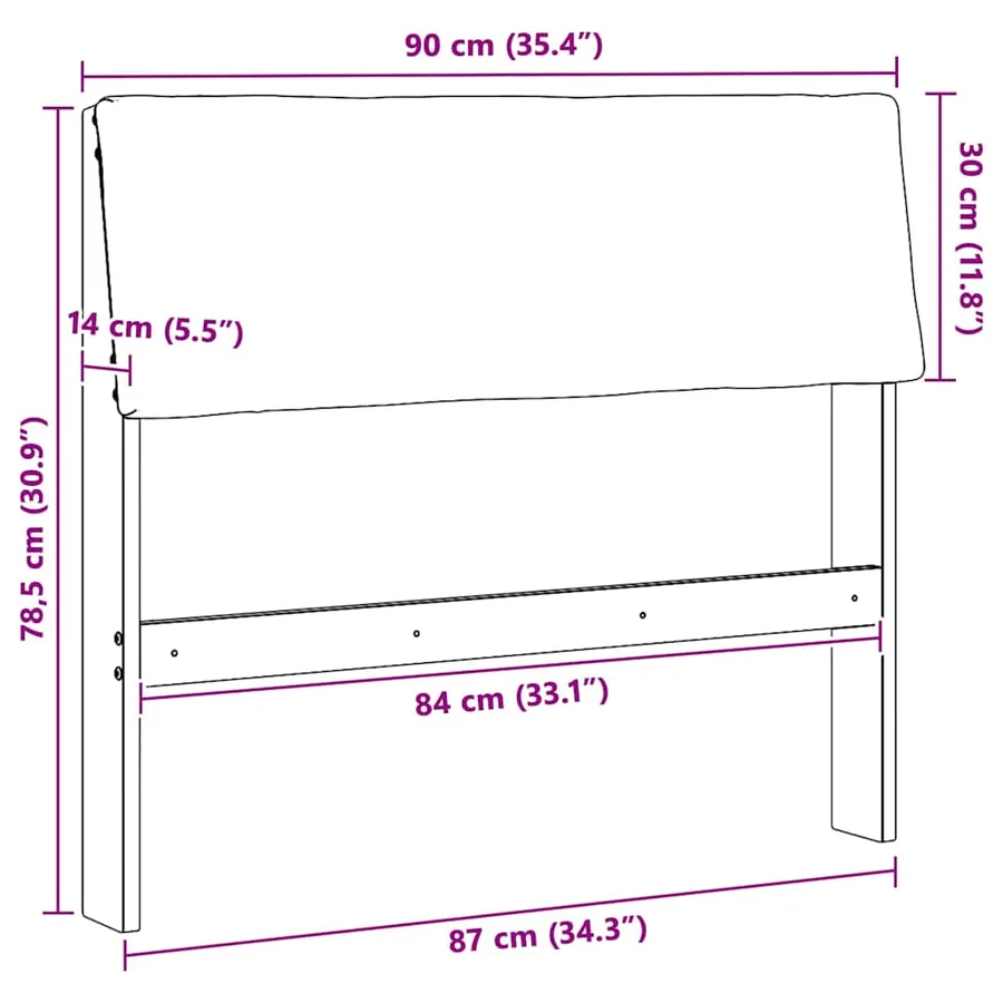 Tête de lit capitonnée Taupe 90 cm Pin massif - 11
