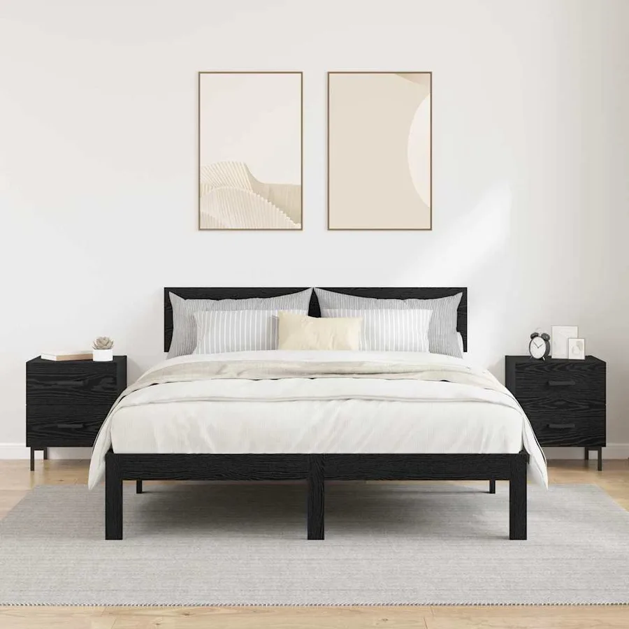 Cabinet de chevet 2 pcs Chêne noir 40 x 35 x 47,5 cm - 4