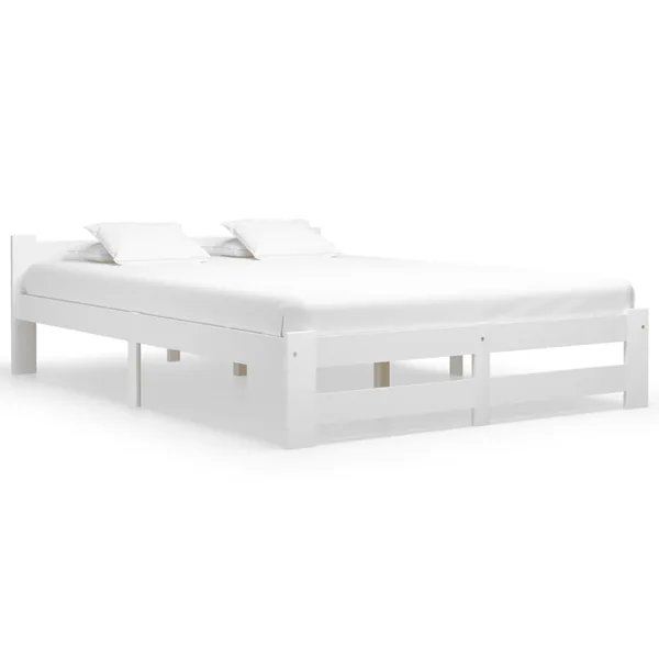 Cadre de lit sans matelas blanc bois de pin massif 140x200 cm