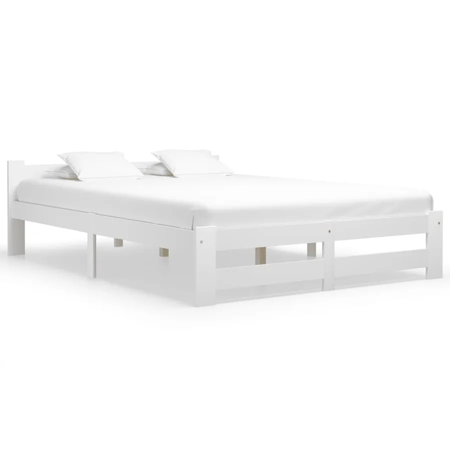 Cadre de lit sans matelas blanc bois de pin massif 140x200 cm