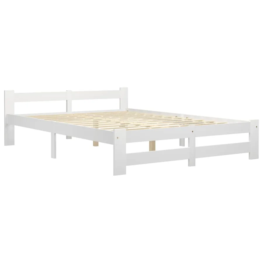 Cadre de lit sans matelas blanc bois de pin massif 140x200 cm - 2