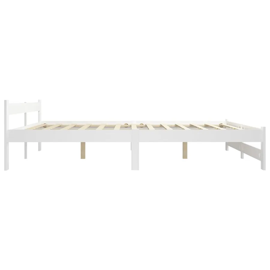 Cadre de lit sans matelas blanc bois de pin massif 140x200 cm - 4