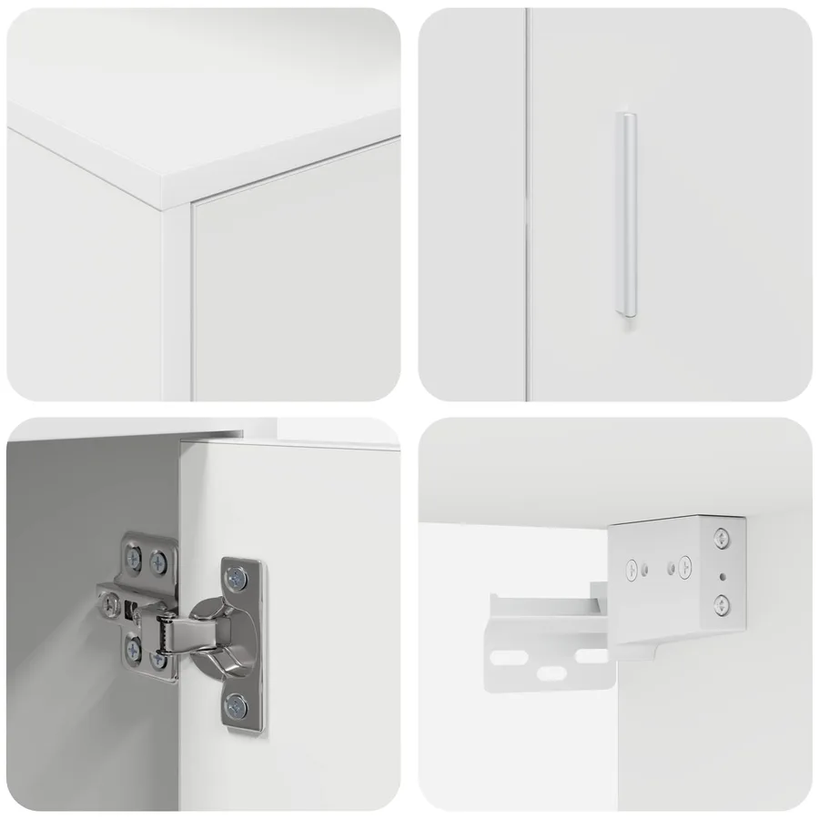 Ensemble meuble TV Blanc Bois d'ingénierie - 8