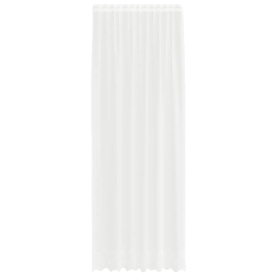 Rideau en Dentelle Floral Blanc 300 x 150 cm Polyester - 2