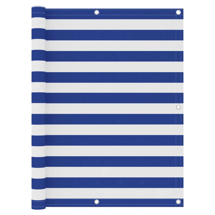 Écran de balcon Blanc et bleu 120x500 cm Tissu Oxford