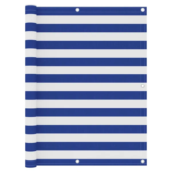Écran de balcon Blanc et bleu 120x500 cm Tissu Oxford