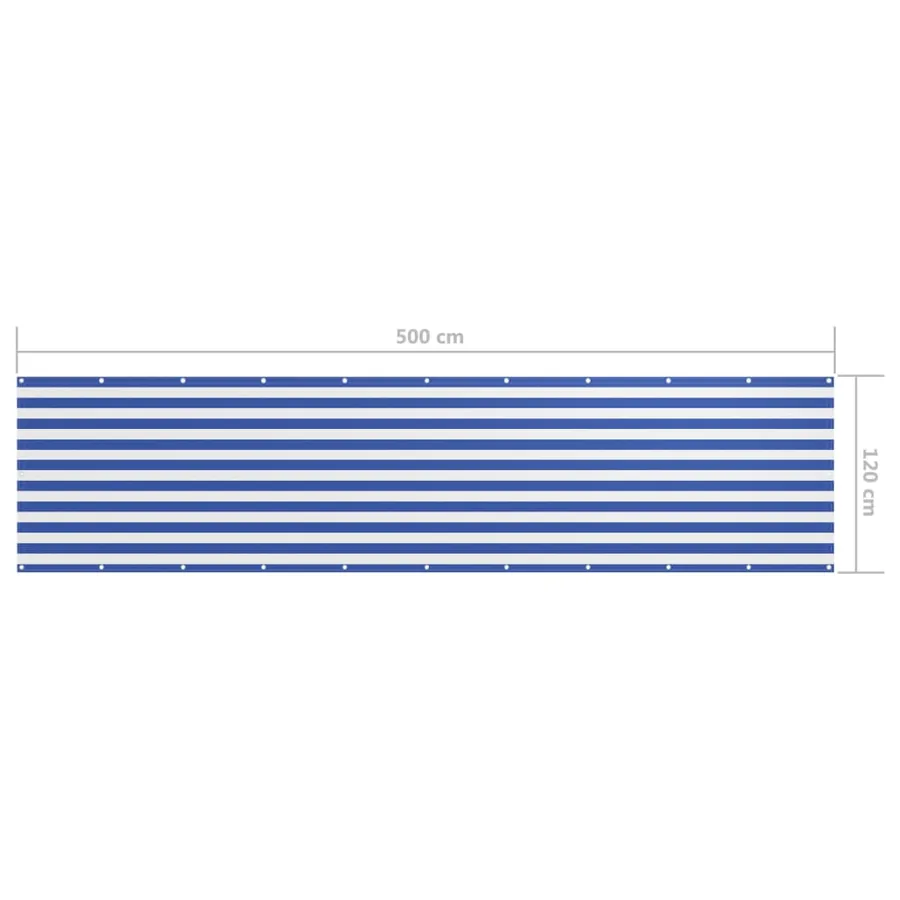 Écran de balcon Blanc et bleu 120x500 cm Tissu Oxford - 5