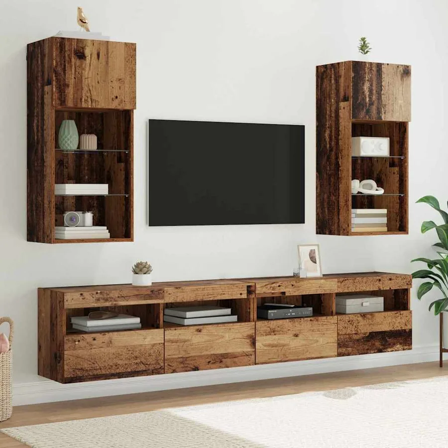 Meuble TV mural Bois ancien 40,5 x 30 x 90 cm Bois d'ingénierie - 6