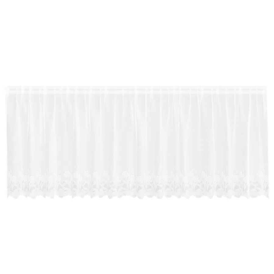 Rideau en Dentelle Floral Blanc 100 x 400 cm Polyester - 2