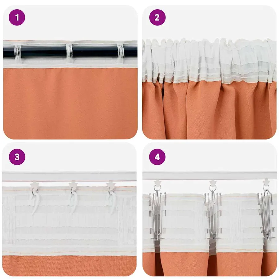 Rideaux occultants avec anneaux 2 pcs Couleur terre cuite - 7