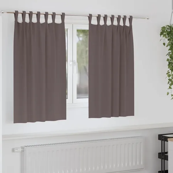 Rideaux occultants avec anneaux 2 pcs Marron foncé 140 x 140 cm