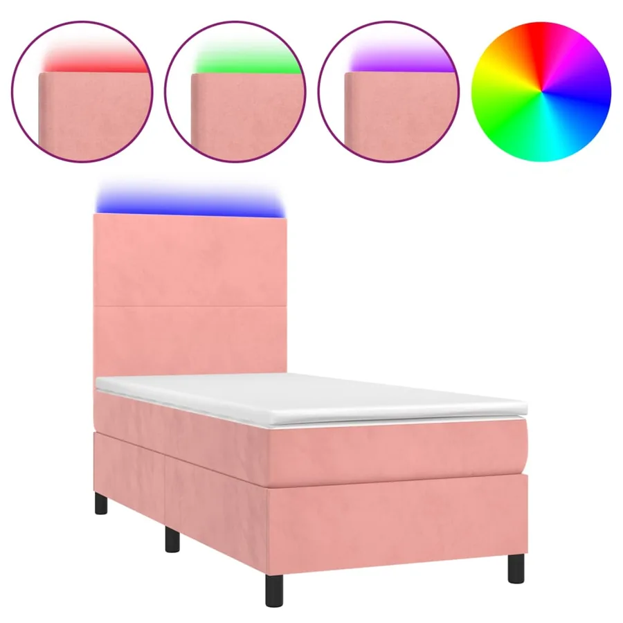 Sommier à lattes de lit et matelas LED Rose 100x200 cm Velours - 2