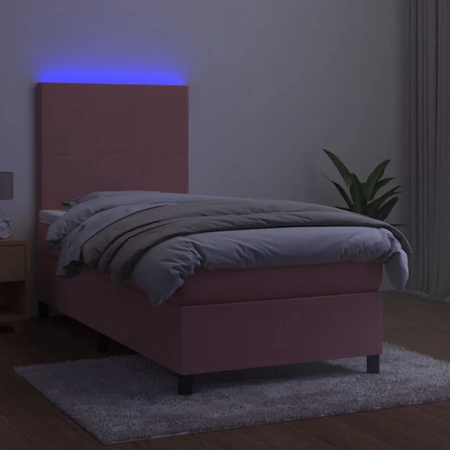 Sommier à lattes de lit et matelas LED Rose 100x200 cm Velours - 4