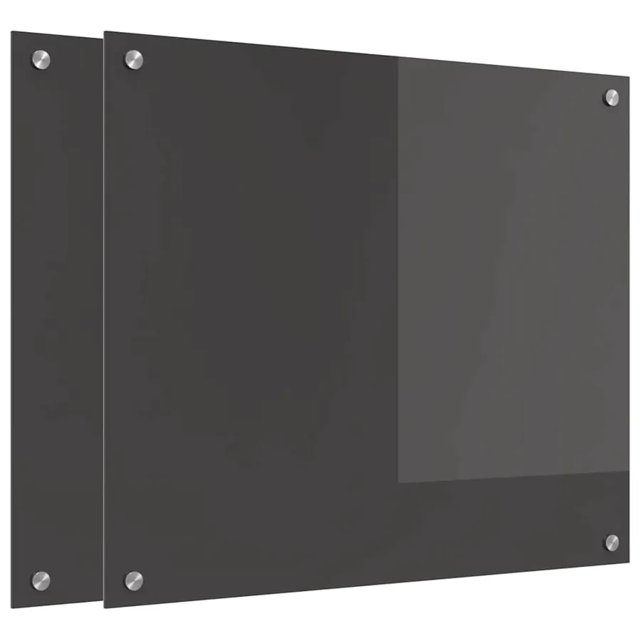 Crédence de cuisine 2 pcs Gris foncé 70 x 60 cm verre trempé - 2