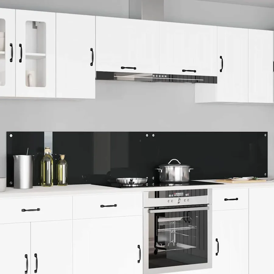 Crédence de cuisine 2 pcs Noir 120 x 40 cm verre trempé