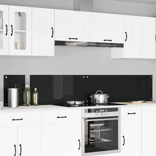 Crédence de cuisine 2 pcs Noir 120 x 40 cm verre trempé