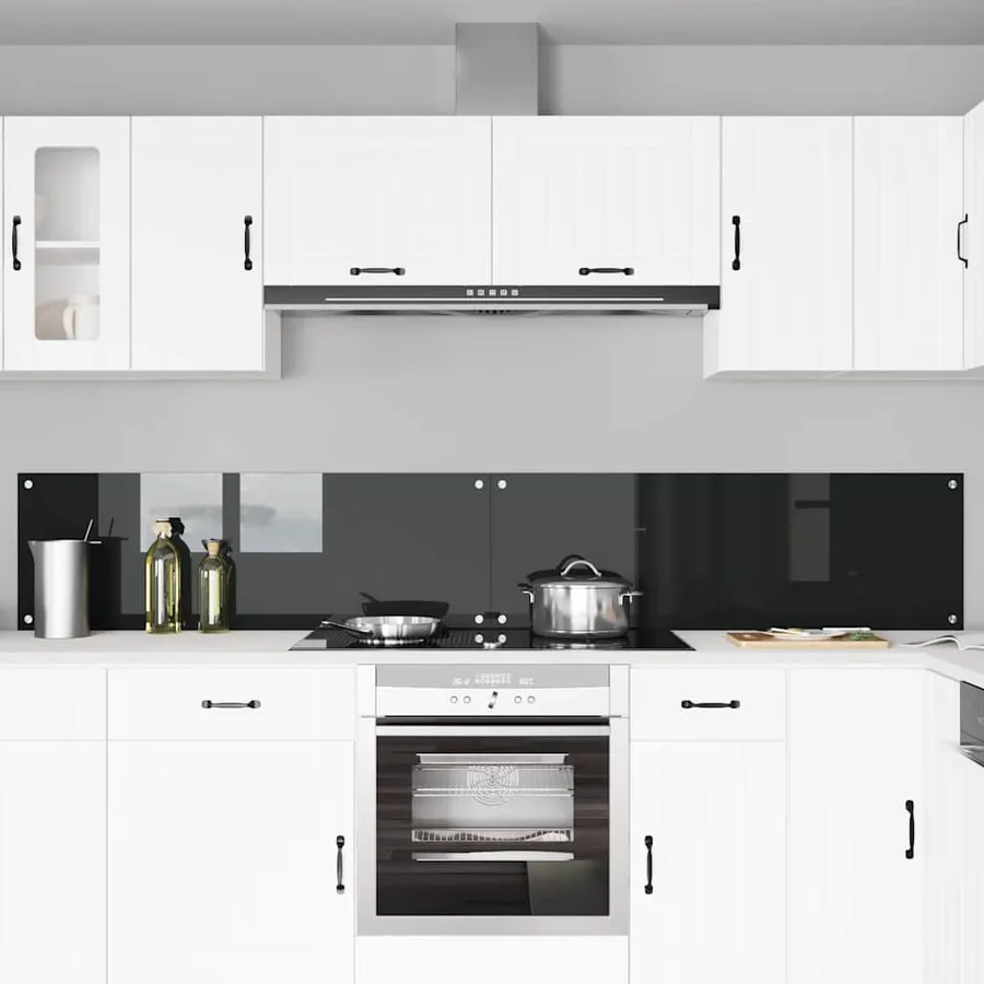 Crédence de cuisine 2 pcs Noir 120 x 40 cm verre trempé - 3
