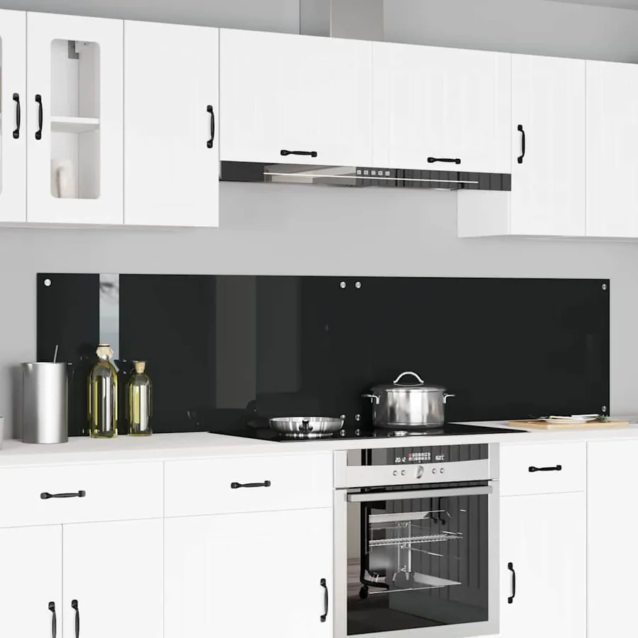 Crédence de cuisine 2 pcs Noir 110 x 50 cm verre trempé