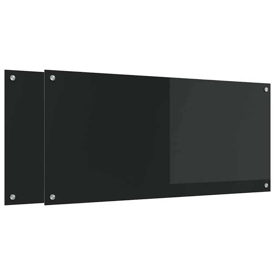 Crédence de cuisine 2 pcs Noir 110 x 50 cm verre trempé - 2