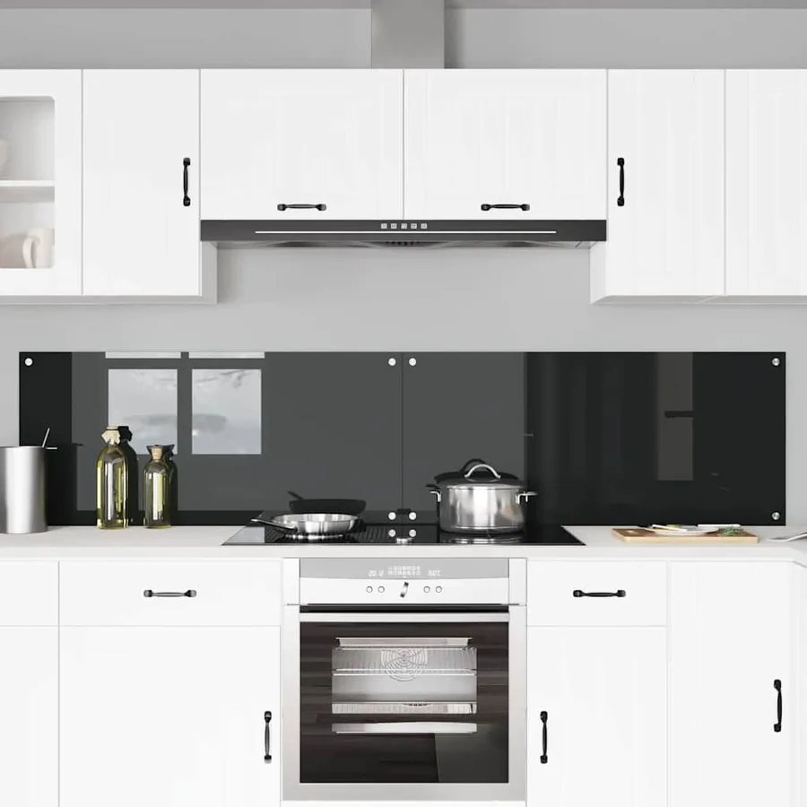 Crédence de cuisine 2 pcs Noir 110 x 50 cm verre trempé - 3