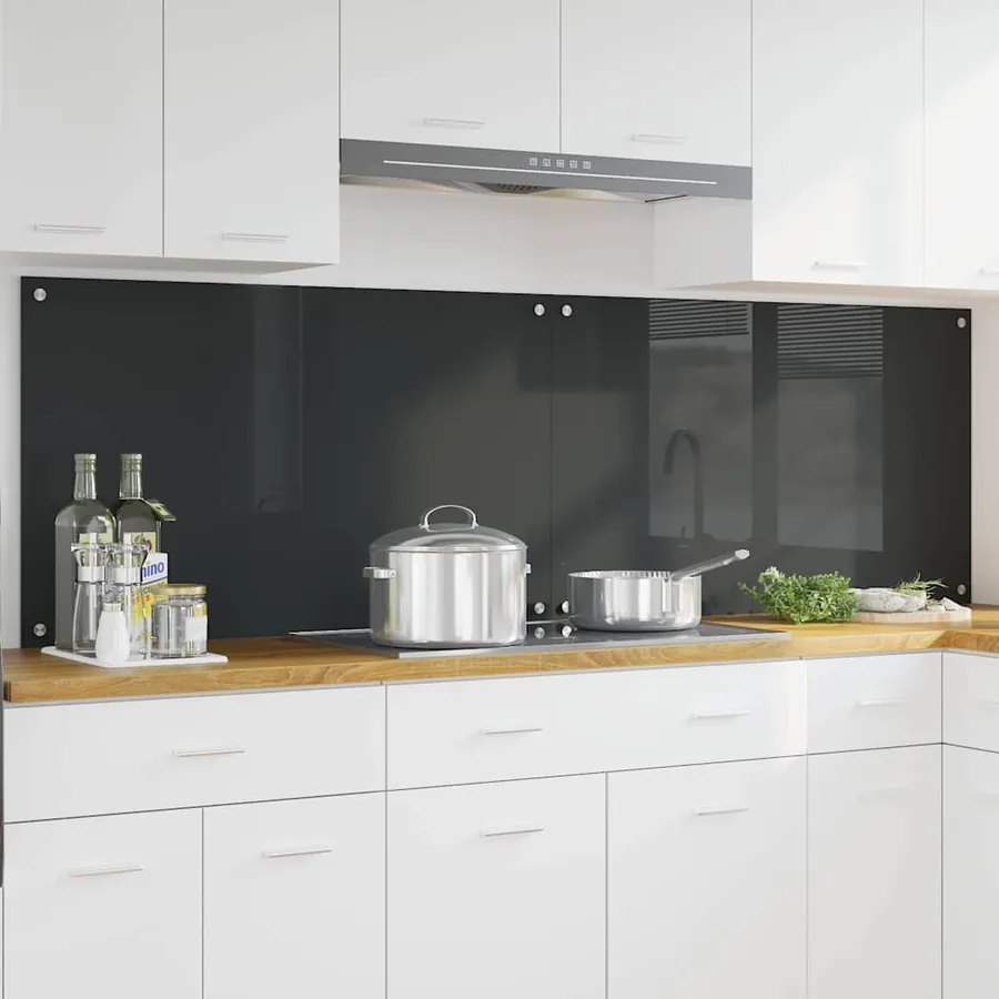 Crédence de cuisine 2 pcs Gris foncé 100 x 60 cm verre trempé
