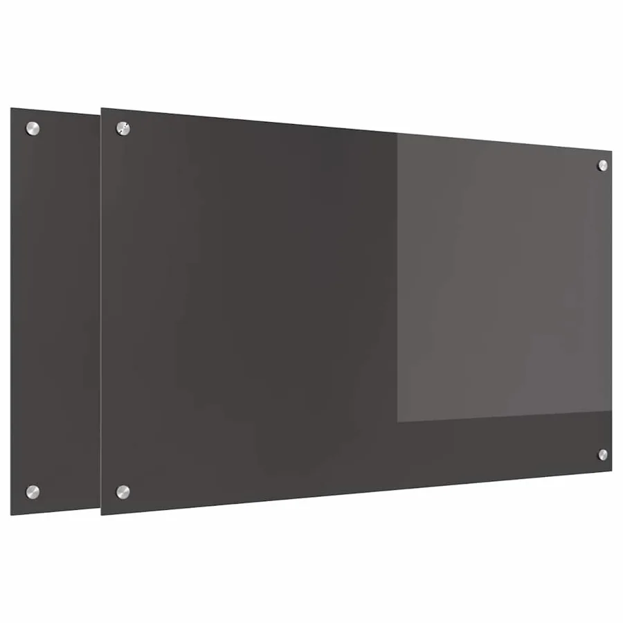 Crédence de cuisine 2 pcs Gris foncé 100 x 60 cm verre trempé - 2