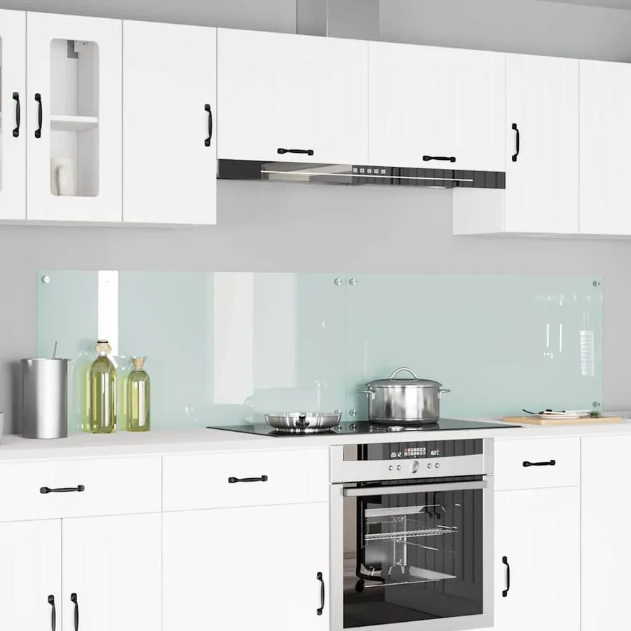 Crédence de cuisine 2 pcs Blanc 110 x 50 cm verre trempé