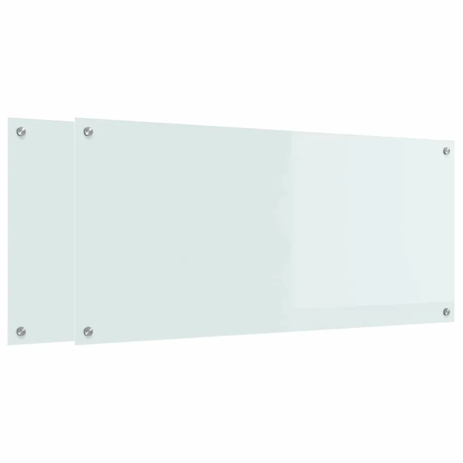 Crédence de cuisine 2 pcs Blanc 110 x 50 cm verre trempé - 2