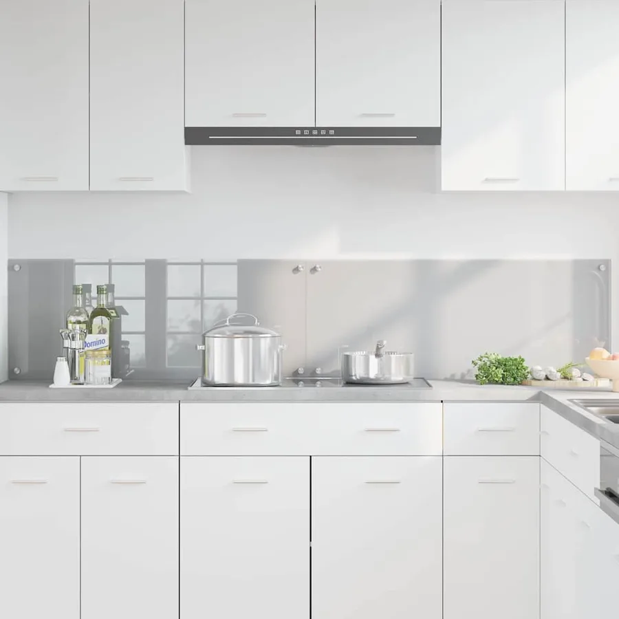 Crédence de cuisine 2 pcs Gris clair 100 x 40 cm verre trempé - 3