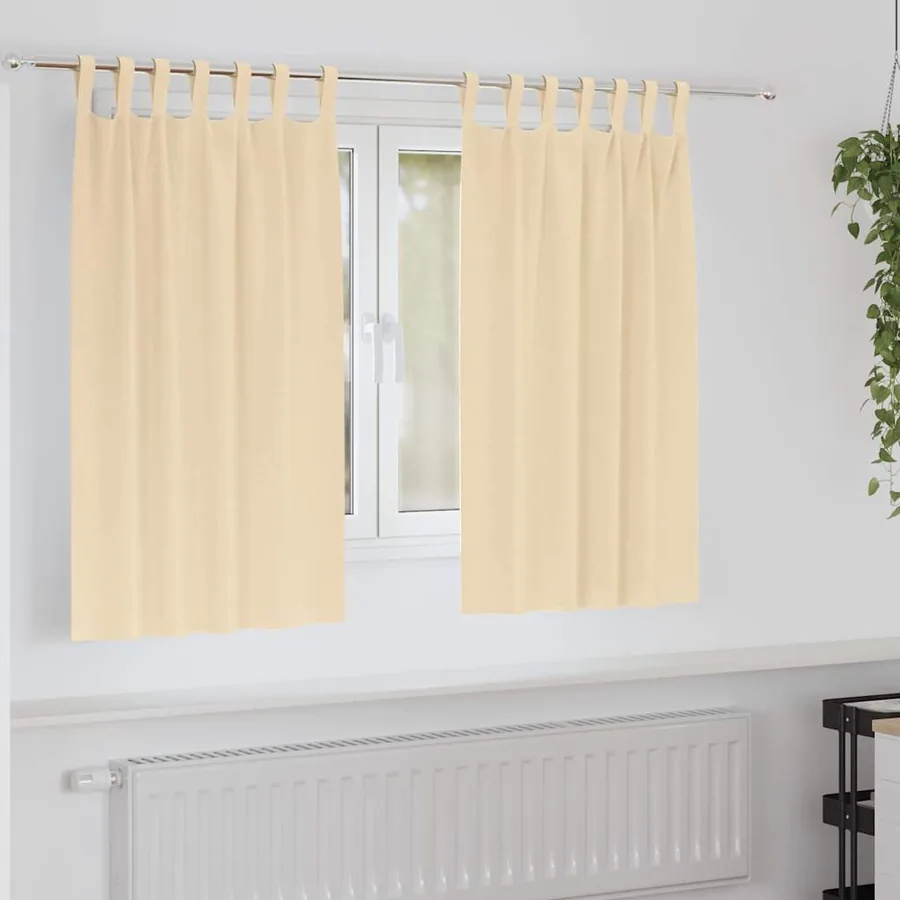 Rideaux occultants avec anneaux 2 pcs Crème 140 x 140 cm