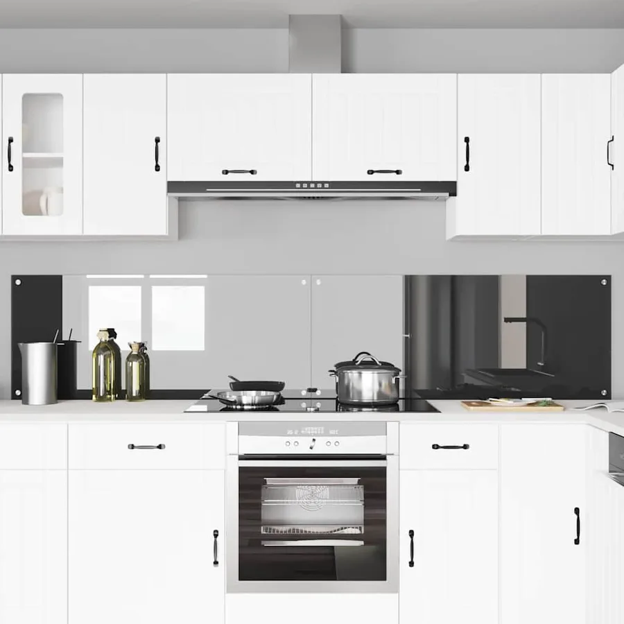 Crédence de cuisine 2 pcs Gris foncé 120 x 50 cm verre trempé - 3