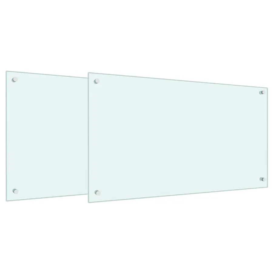 Crédence de cuisine 2 pcs Blanc 90 x 50 cm verre trempé - 2