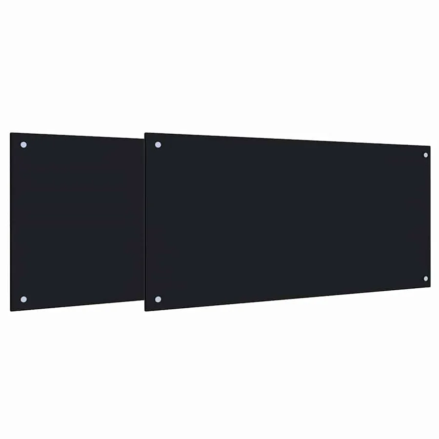 Crédence de cuisine 2 pcs Noir 100 x 50 cm verre trempé - 2