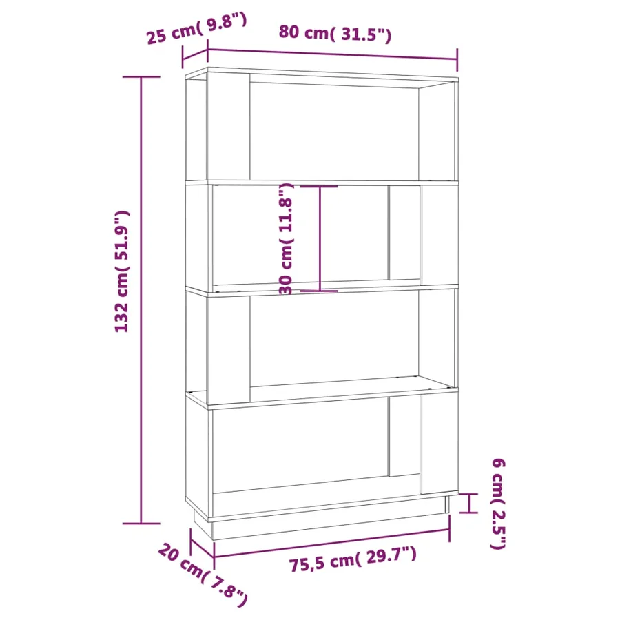 Bibliothèque/Séparateur de pièce 80x25x132 cm Pin solide - 8