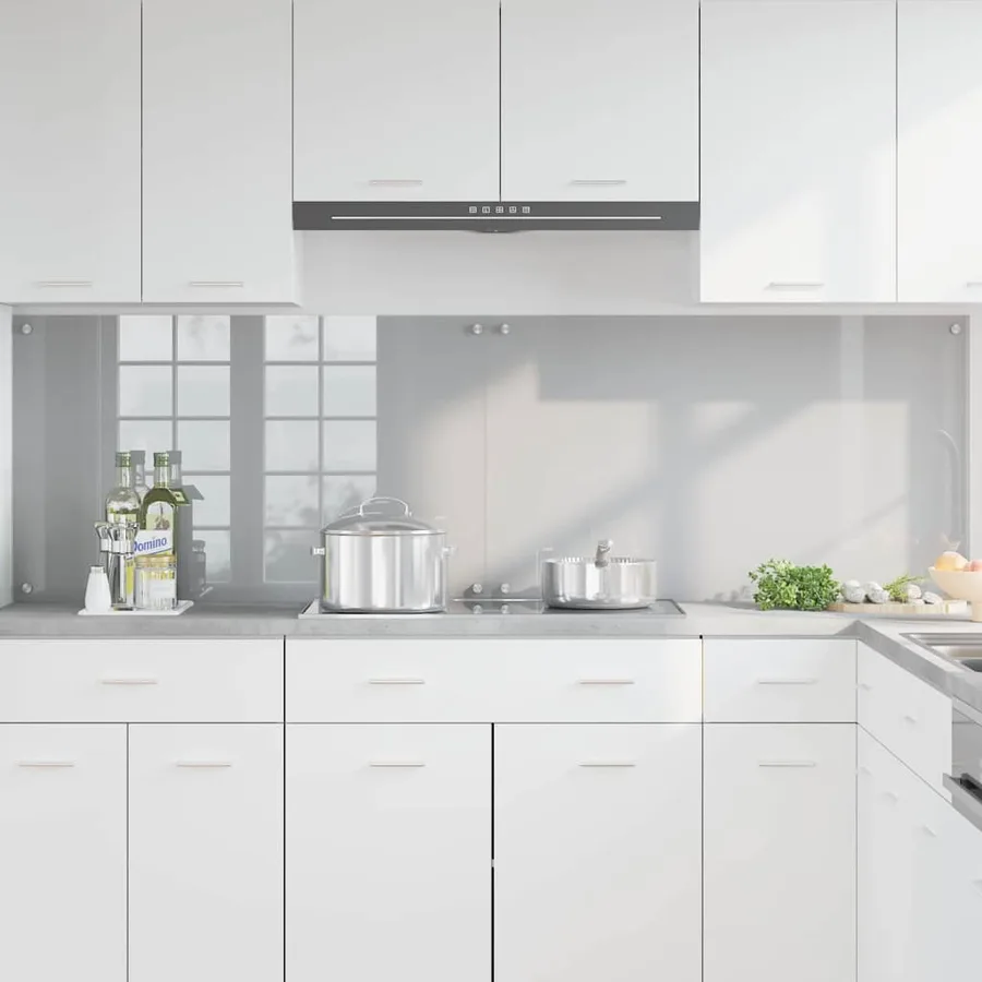 Crédence de cuisine 2 pcs Gris clair 100 x 60 cm verre trempé - 3