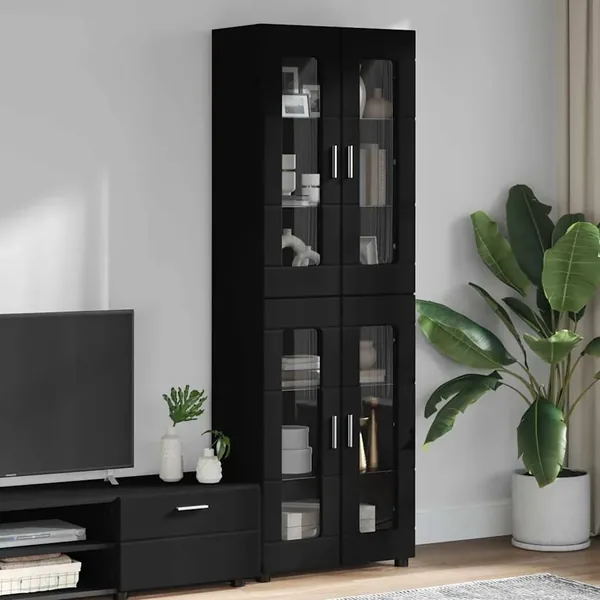 Haut Armoire FLORIN Noir 60 x 35 x 182 cm Bois d'ingénierie